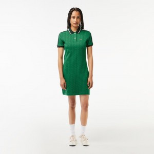 Women's Lacoste Slim Fit Monogram Dress Green | LZA917503