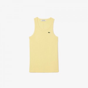 Women's Lacoste Slim Fit Organic Cotton Tank Top Pastel yellow | ZGF571426