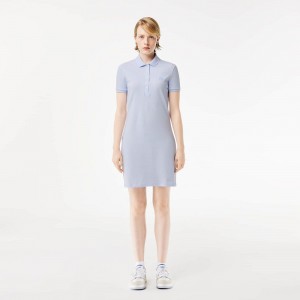 Women's Lacoste Slim Fit Stretch Cotton Piqué Polo Dress Phoenix blue | UXQ254761