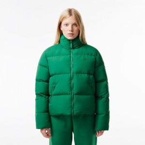 Women's Lacoste Stowable Hood Puffer Jackets Rocket Green | RLB136729