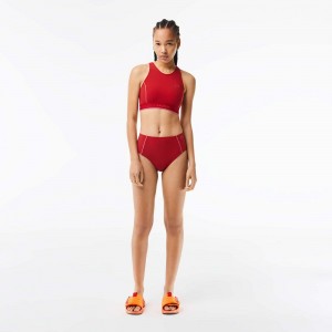 Women's Lacoste Technical Jersey Briefs Swimsuit Red | LPO390428