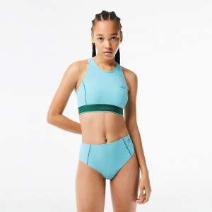 Women's Lacoste Technical Jersey Top Swimsuit Turquoise | DMG267854