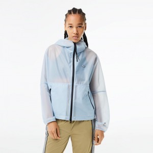 Women's Lacoste Transparent Windbreaker Jackets Blue | WAD956378