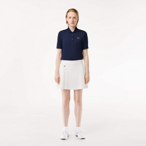 Women's Lacoste Ultra-Dry Golf Skirt White | JIT659021