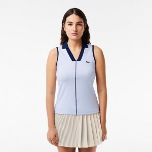 Women's Lacoste Ultra-Dry Tennis Polo Shirts Light Blue Navy Blue | KJI398475