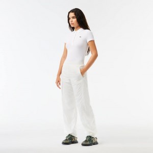 Women's Lacoste Wide Leg Sweatpants White | XUQ085219