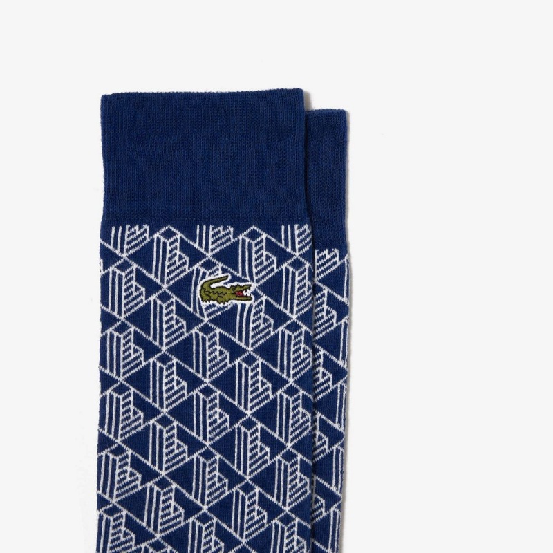 Men's Lacoste 2-Pack Monogram Jacquard Socks Green Navy Blue White | ECH206134