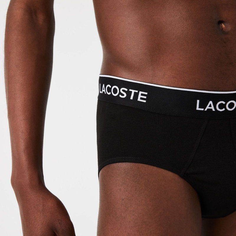 Men's Lacoste 3-Pack Briefs Black | XPA064392