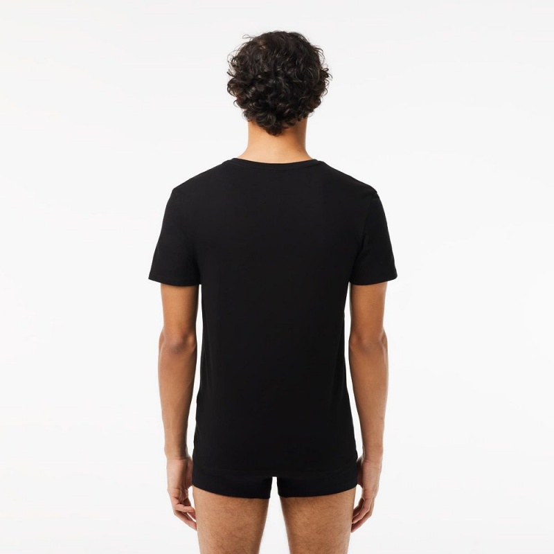 Men's Lacoste 3-Pack Loungewear T-Shirt Black | OKY183796