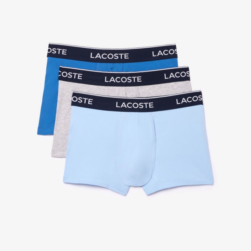 Men's Lacoste 3-Pack Trunks Blue Grey Chine | UAY528769