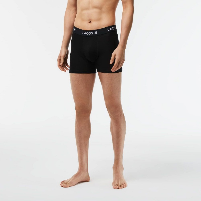 Men's Lacoste 5-Pack Logo Waist Boxers Briefs Black | CSI732168