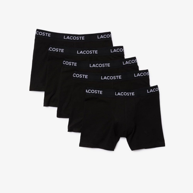 Men's Lacoste 5-Pack Logo Waist Boxers Briefs Black | CSI732168