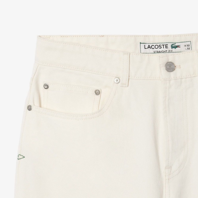 Men's Lacoste 5 Pocket Straight Cut Indigo Jeans Pants White | CMX230547