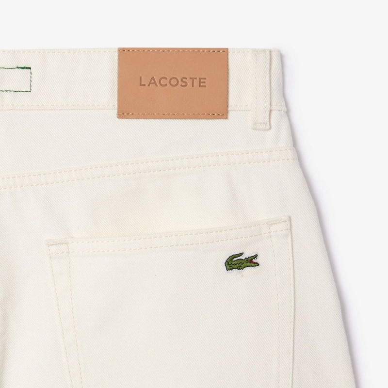 Men's Lacoste 5 Pocket Straight Cut Indigo Jeans Pants White | CMX230547