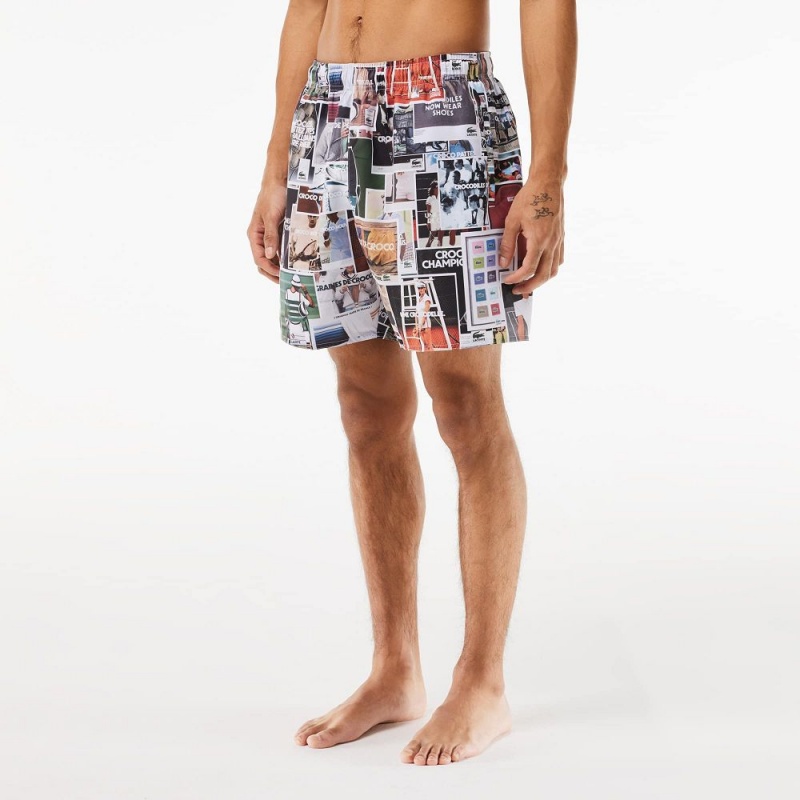 Men's Lacoste 70’s Print Swim Trunks Multicolor | BCL650194