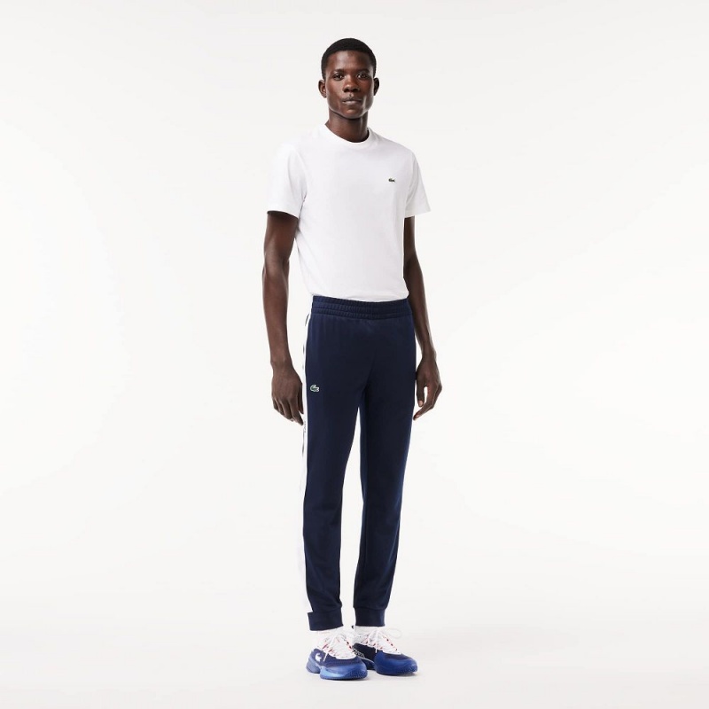 Men\'s Lacoste Abrasion-Resistant Tennis Sweatpants Navy Blue White | QIF085649