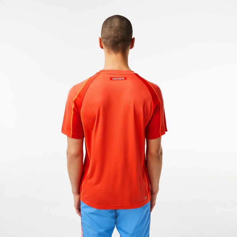 Men's Lacoste Abrasion-Resistant Tennis T-Shirt Orange Red Orange | TKF051879