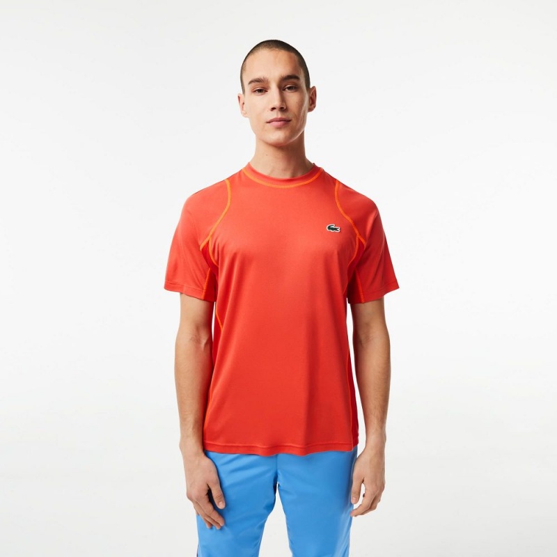 Men\'s Lacoste Abrasion-Resistant Tennis T-Shirt Orange Red Orange | TKF051879