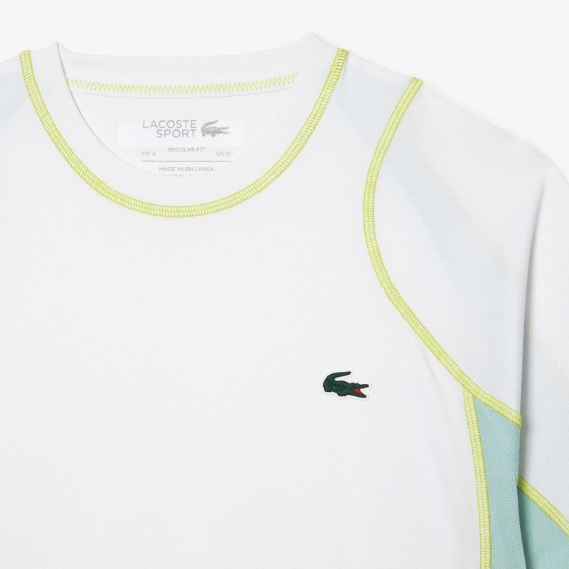 Men's Lacoste Abrasion-Resistant Tennis T-Shirt White Light Green Yellow | KWU617523