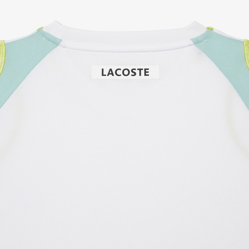 Men's Lacoste Abrasion-Resistant Tennis T-Shirt White Light Green Yellow | KWU617523