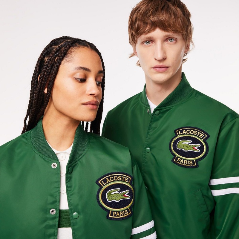 Men's Lacoste Archive Badge Bomber Jackets Pine green | GIW501823