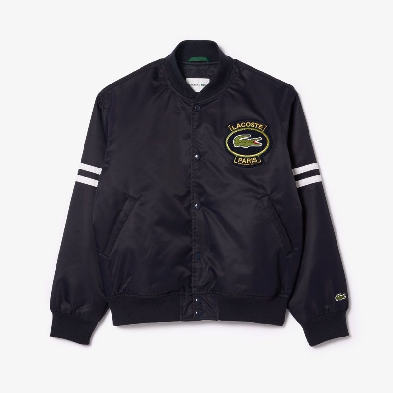 Men's Lacoste Archive Badge Bomber Jackets Abysm blue | PCE953826