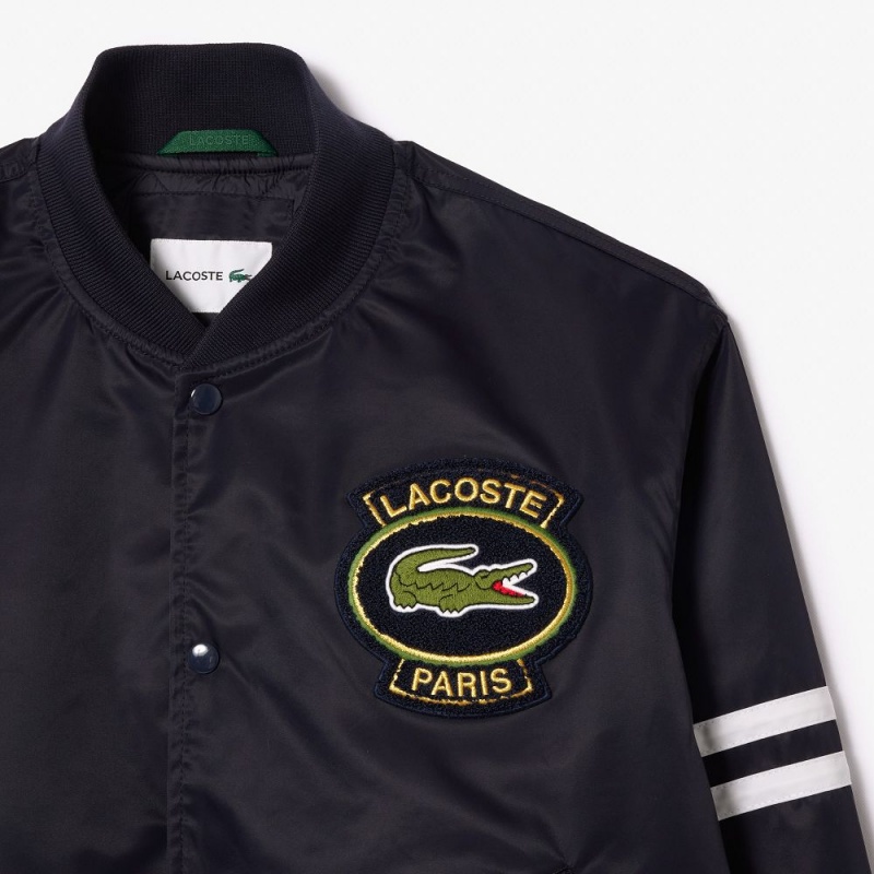 Men's Lacoste Archive Badge Bomber Jackets Abysm blue | PCE953826