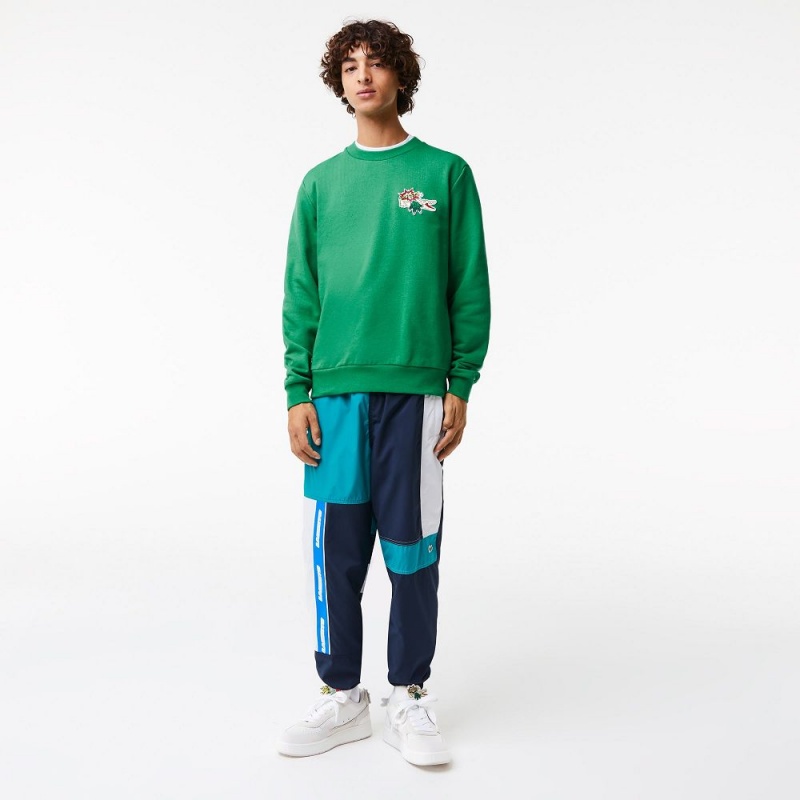 Men's Lacoste Badge Organic Cotton Sweatshirt Green | PKV190326