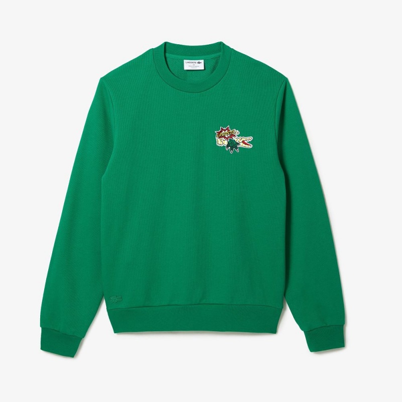 Men's Lacoste Badge Organic Cotton Sweatshirt Green | PKV190326