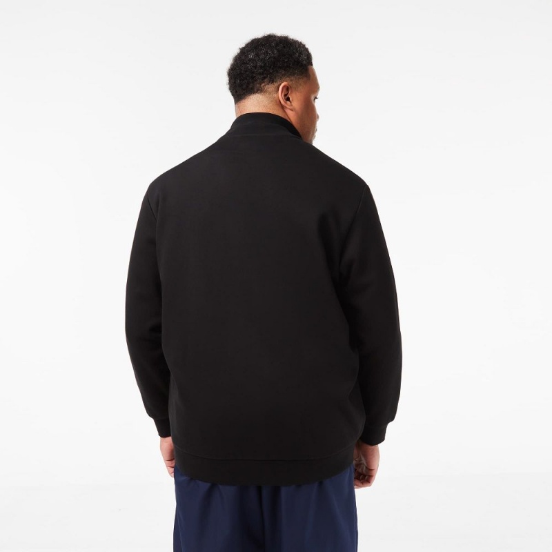 Men's Lacoste Big Fit Cotton Fleece Zip-Up Sweatshirt Black | OYD147562