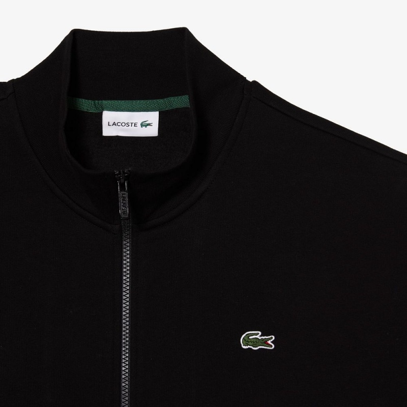 Men's Lacoste Big Fit Cotton Fleece Zip-Up Sweatshirt Black | OYD147562