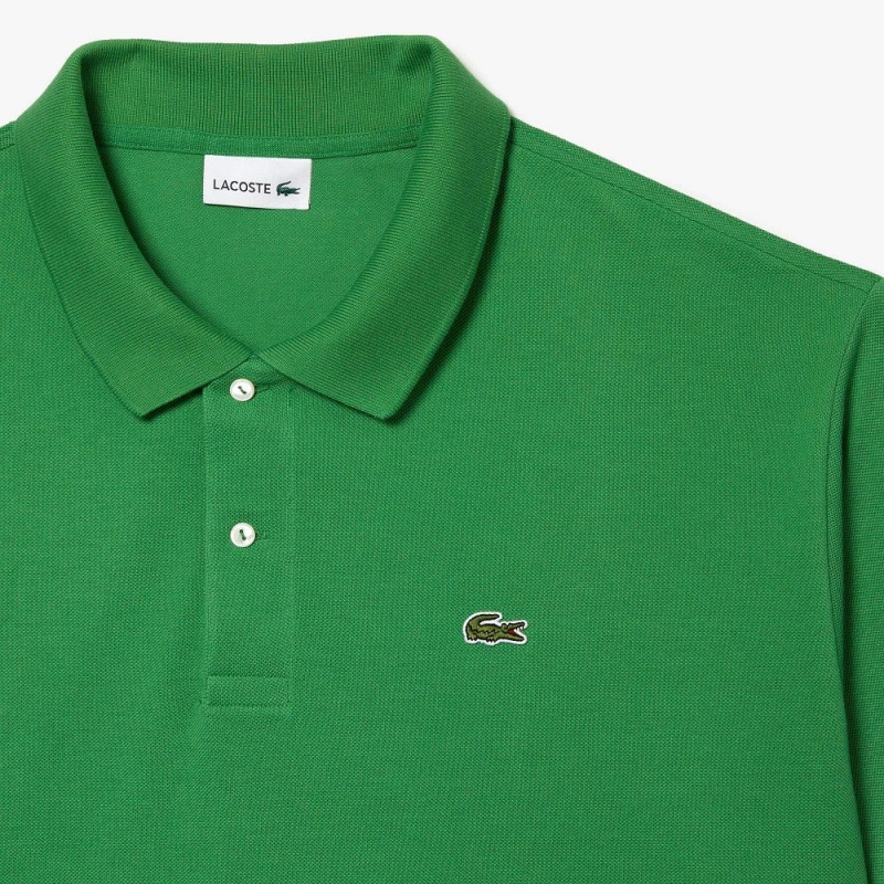 Men's Lacoste Big Fit Cotton Petit Piqué Polo Shirts Tarragon Green | MTZ749061