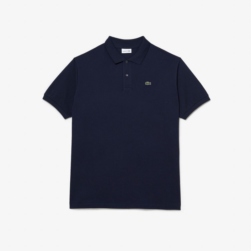 Men's Lacoste Big Fit Cotton Petit Piqué Polo Shirts Navy Blue | YPC654318