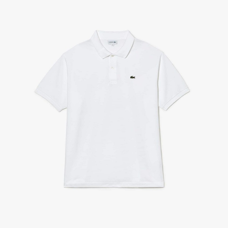 Men's Lacoste Big Fit Cotton Petit Piqué Polo Shirts White | DZS564728