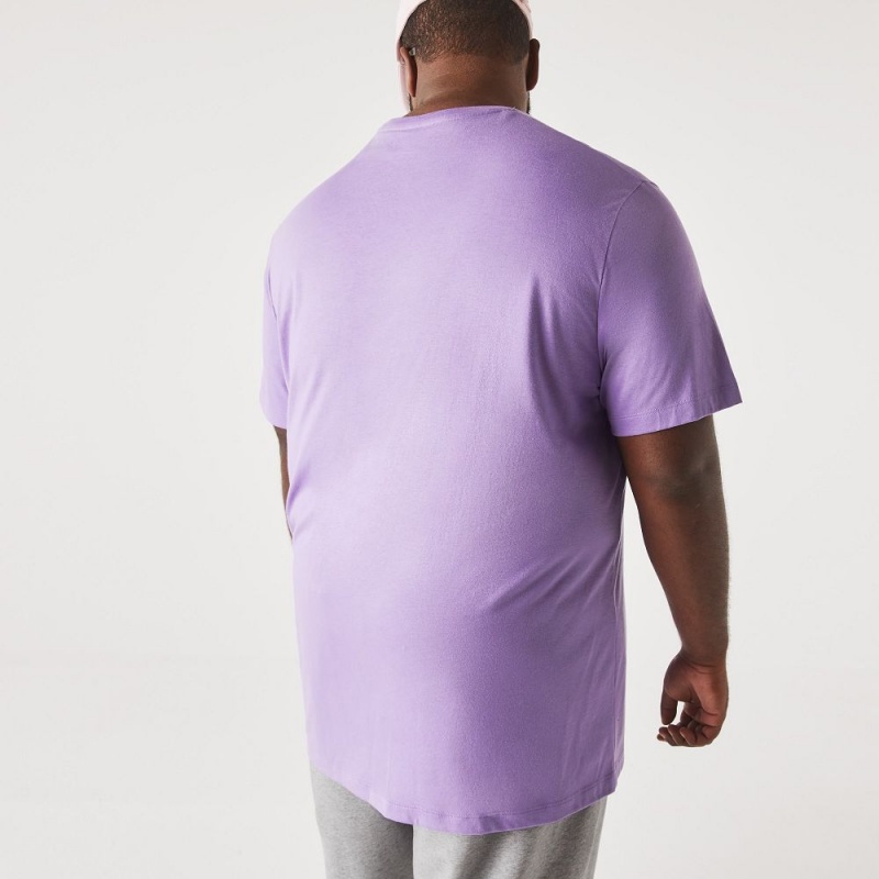 Men's Lacoste Big Fit Crew Neck Cotton Jersey T-Shirt Purple | CME586417