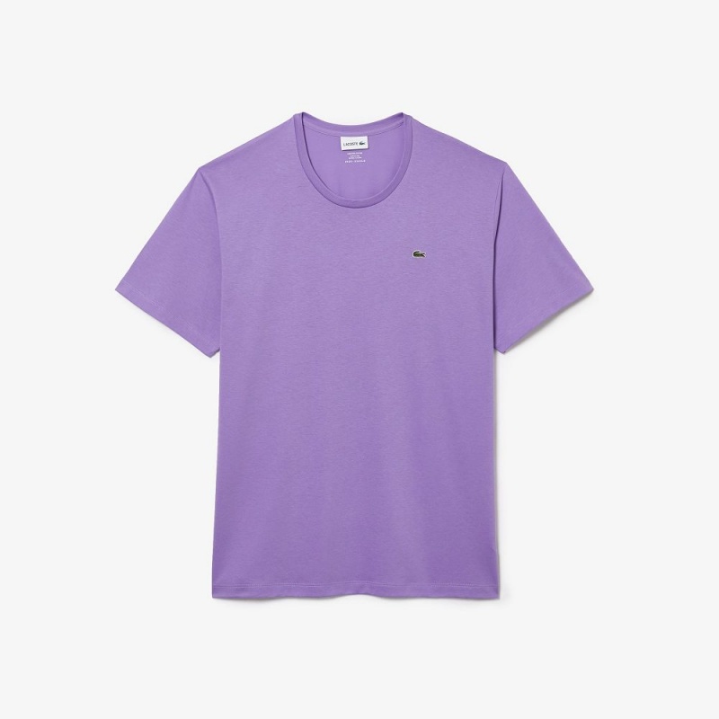 Men's Lacoste Big Fit Crew Neck Cotton Jersey T-Shirt Purple | CME586417