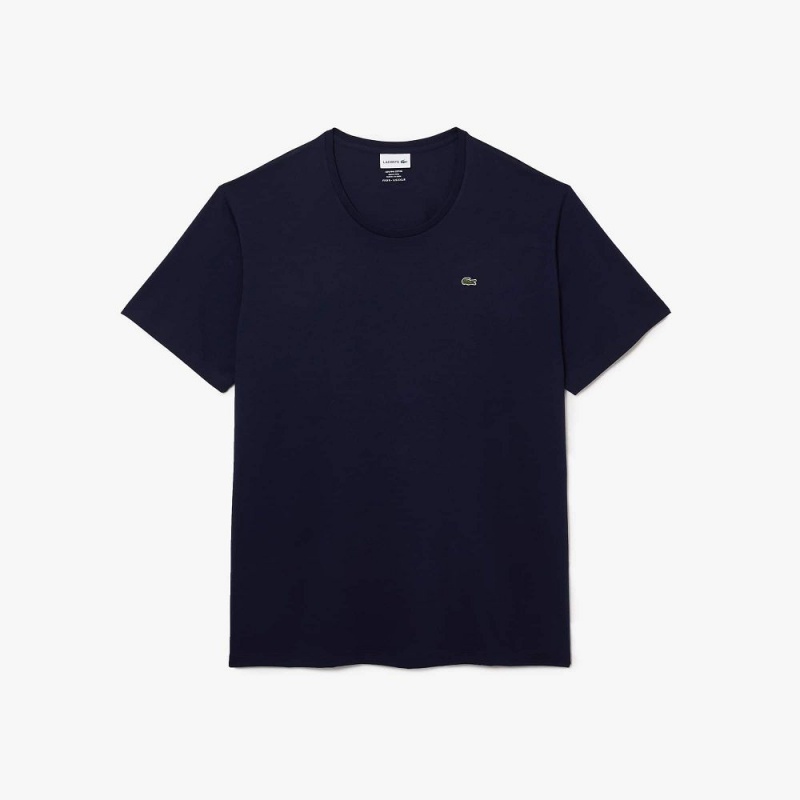 Men's Lacoste Big Fit Crew Neck Cotton Jersey T-Shirt Navy Blue | FEN926513