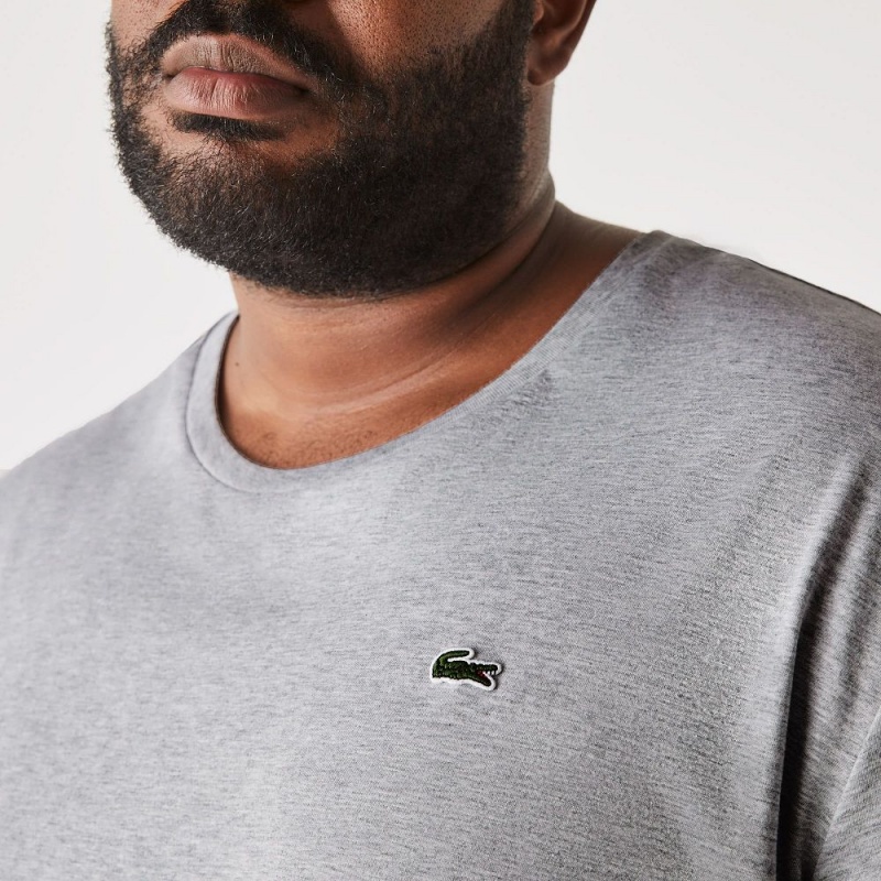 Men's Lacoste Big Fit Crew Neck Cotton Jersey T-Shirt Grey Chine | CJM946873