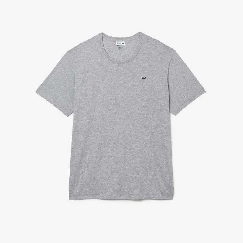 Men's Lacoste Big Fit Crew Neck Cotton Jersey T-Shirt Grey Chine | CJM946873