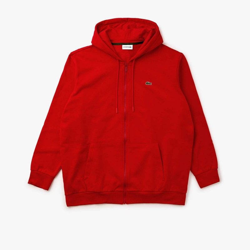 Men\'s Lacoste Big Fit Fleece Hoodie Red | MVO720548