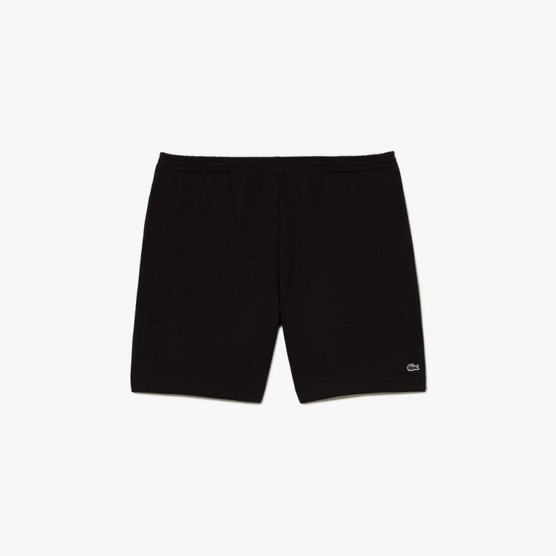 Men's Lacoste Big Fit Organic Cotton Brushed Fleece Shorts Black | NXE893716