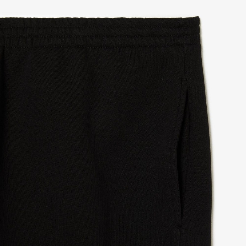 Men's Lacoste Big Fit Organic Cotton Brushed Fleece Shorts Black | NXE893716