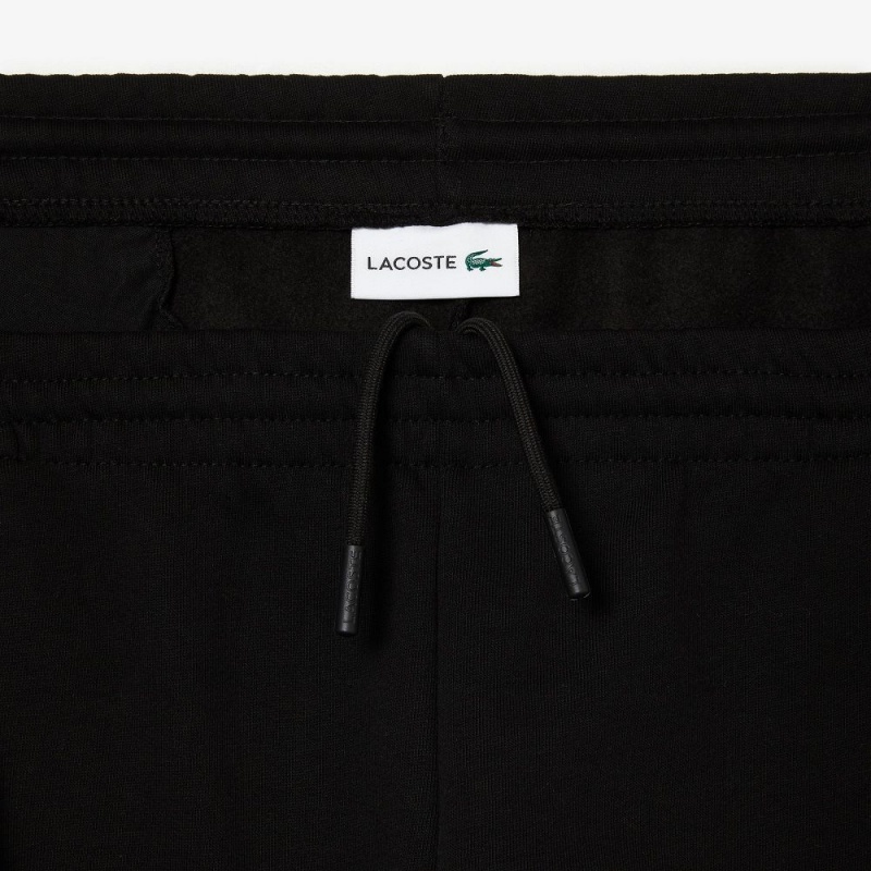 Men's Lacoste Big Fit Organic Cotton Brushed Fleece Shorts Black | NXE893716