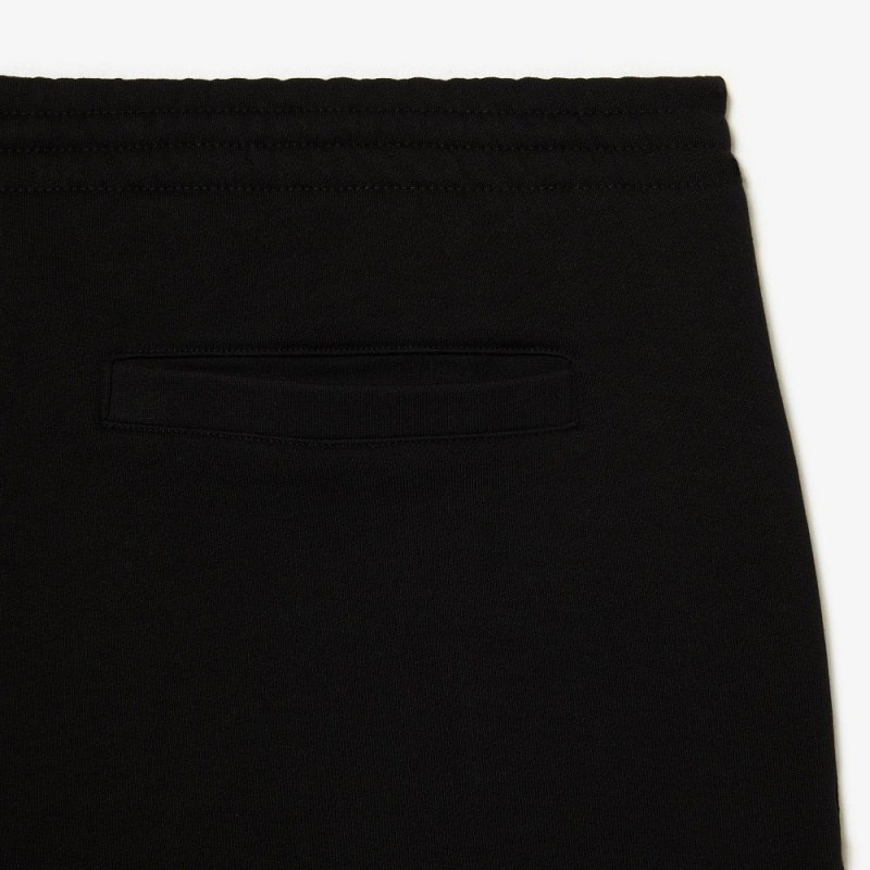 Men's Lacoste Big Fit Organic Cotton Brushed Fleece Shorts Black | NXE893716