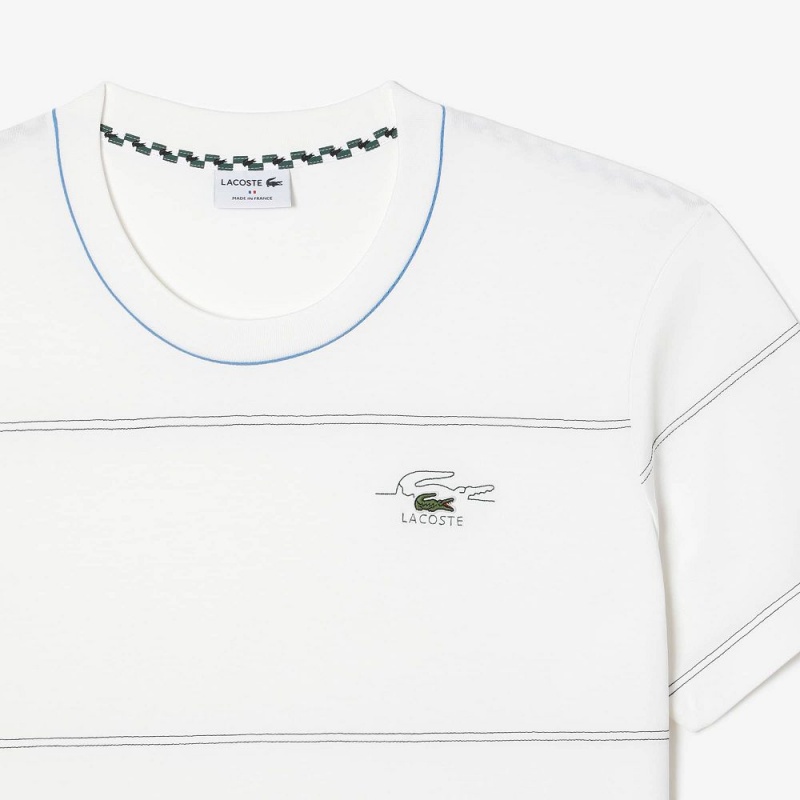 Men's Lacoste Big Fit Ribbed Collar T-Shirt White | NFO972306