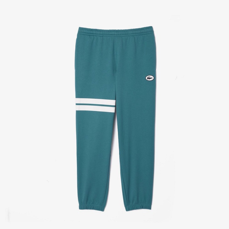 Men's Lacoste Bold Stripes Fleece Sweatpants Hydro blue | IHB780316