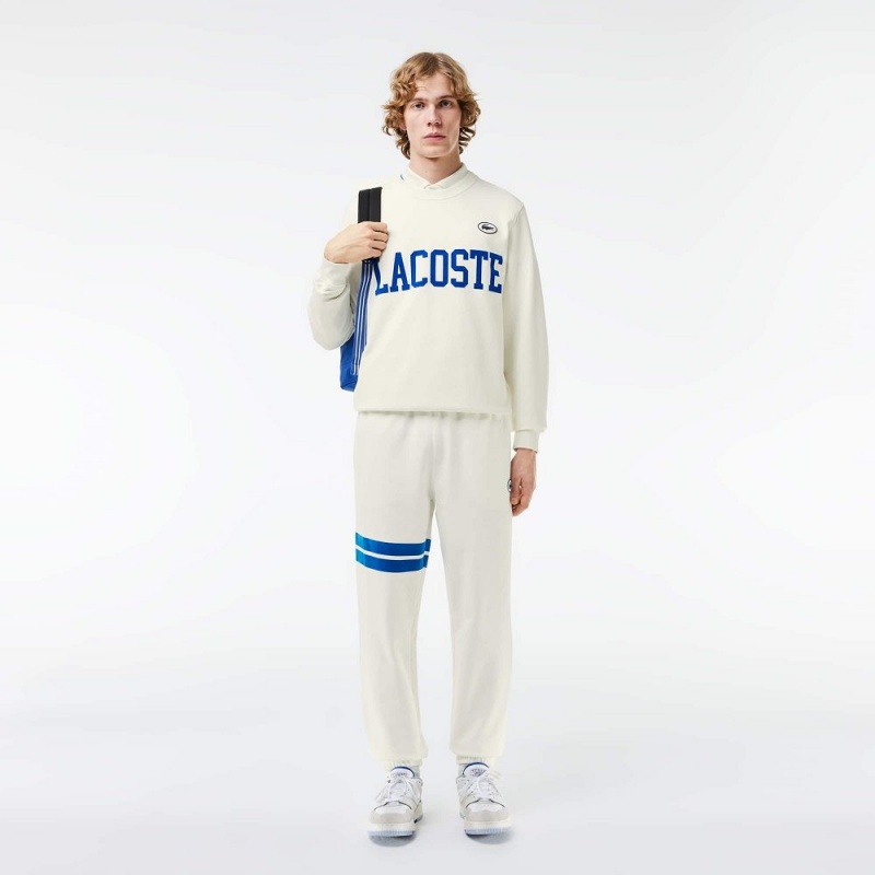 Men's Lacoste Bold Stripes Fleece Sweatpants White | HBP547209