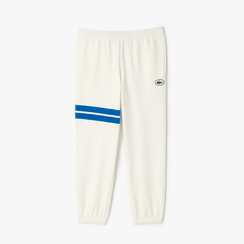 Men's Lacoste Bold Stripes Fleece Sweatpants White | HBP547209