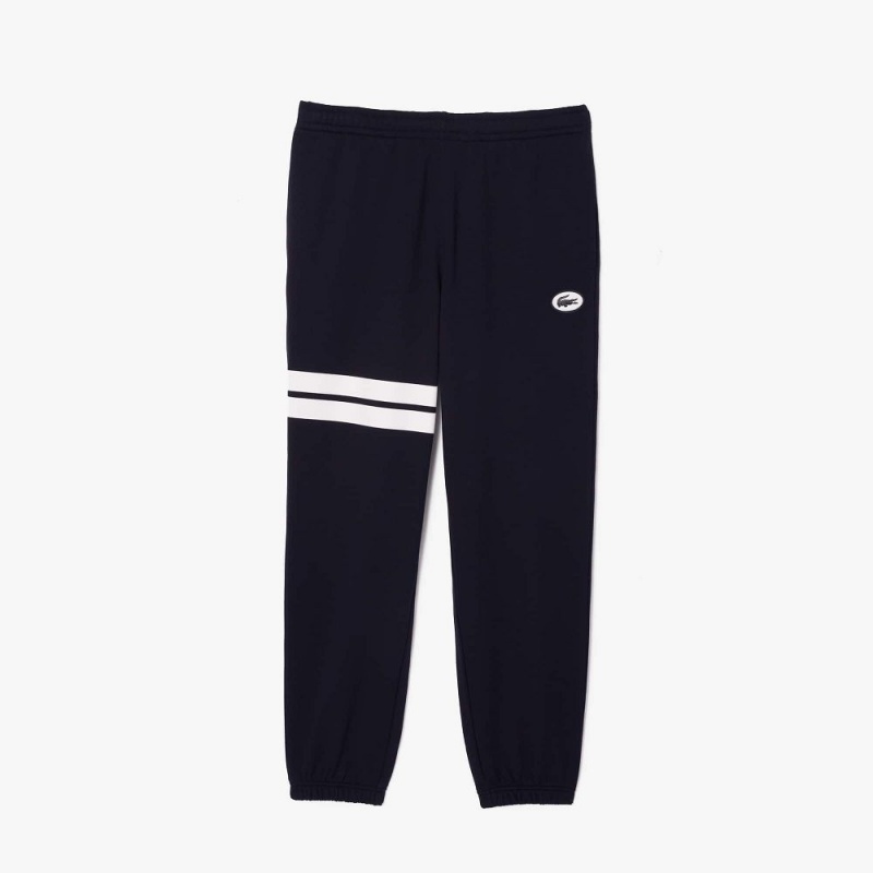 Men's Lacoste Bold Stripes Fleece Sweatpants Abysm blue | EFL402763