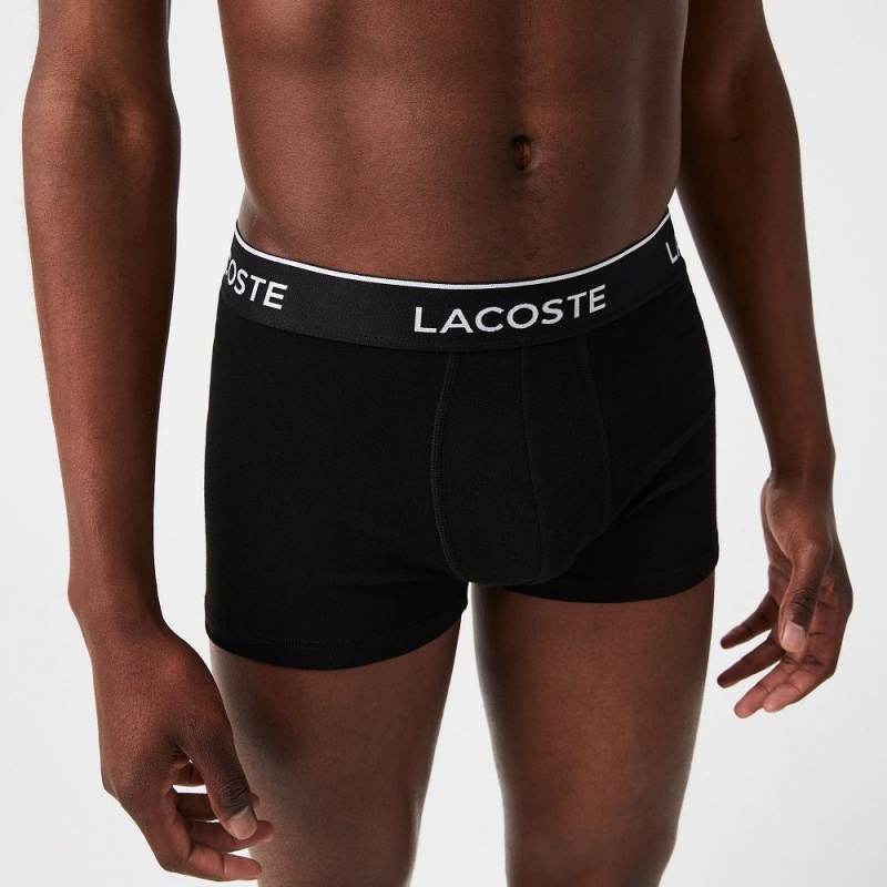 Men's Lacoste Branded 3-Pack Trunks Black | CNF851904